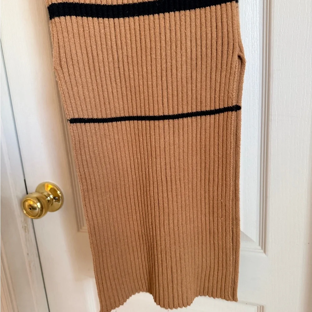 Lumiere Black and Camel Striped Ribbed Maxi Dress - Picture 7 of 8